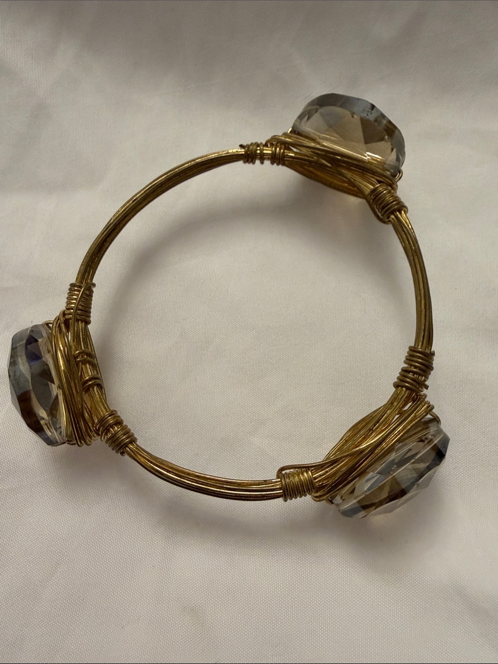 Wire Wrapped Crystal Bangle Bracelet